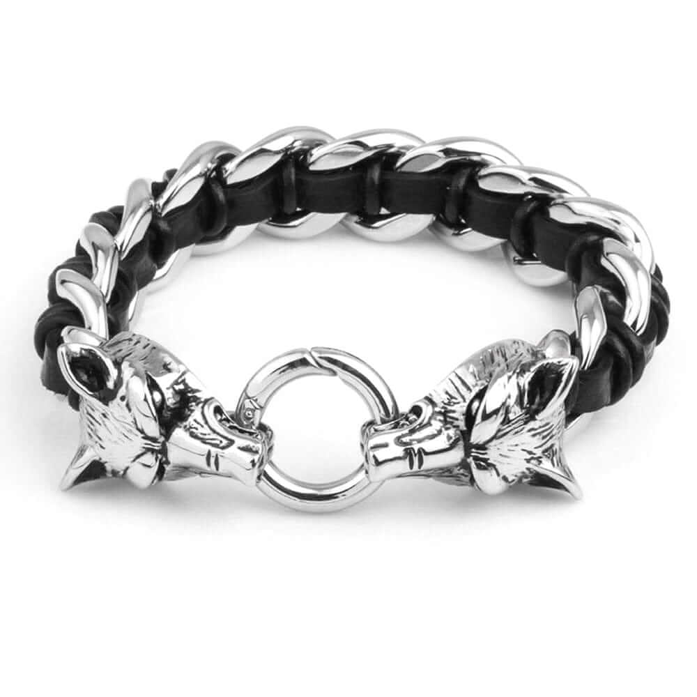 Geri and Freki Interwoven Leather Chain Bracelet