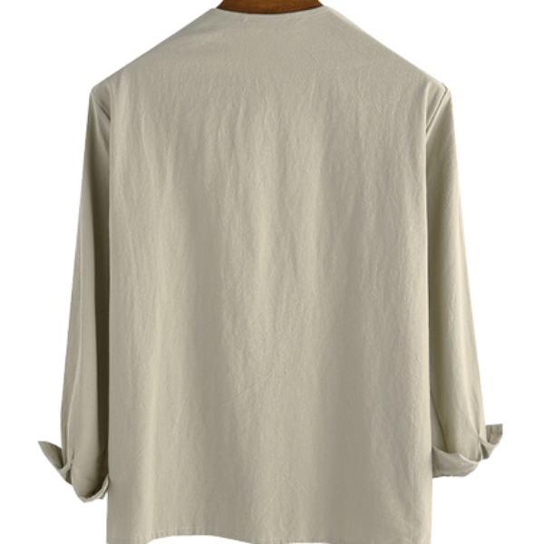 LONG-SLEEVED V-NECK LINEN VIKING SHIRT WITH LACE-UP