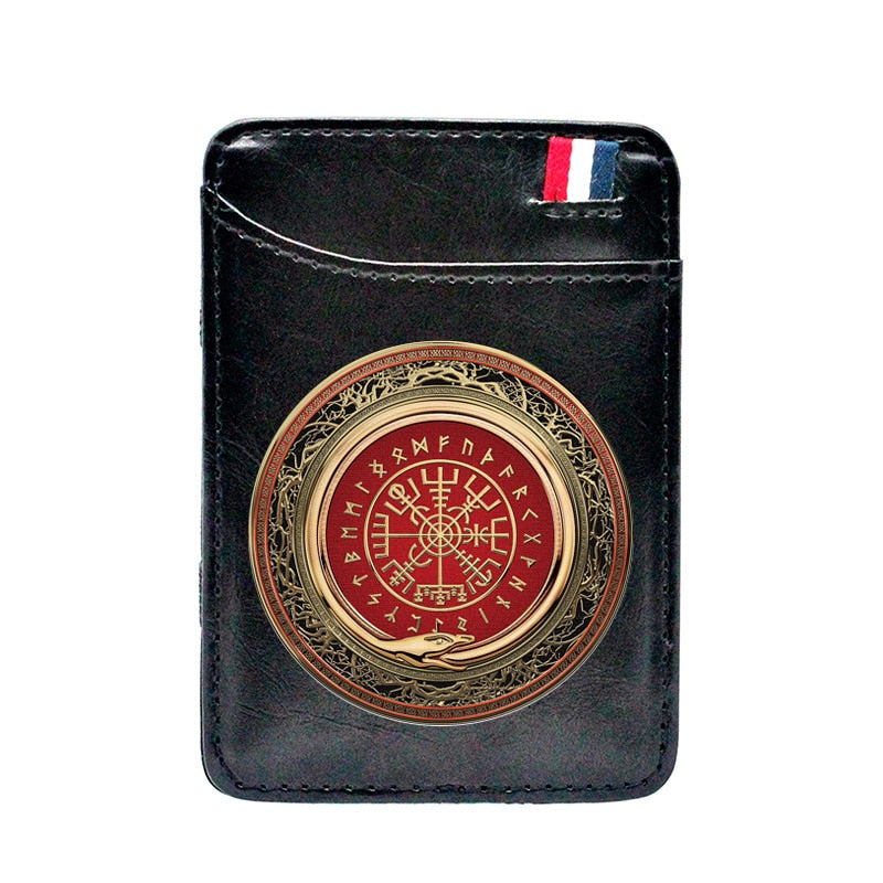 VIKING WALLET WITH OUROBOROS AND VEGVISIR IN RUNIC CIRCLE