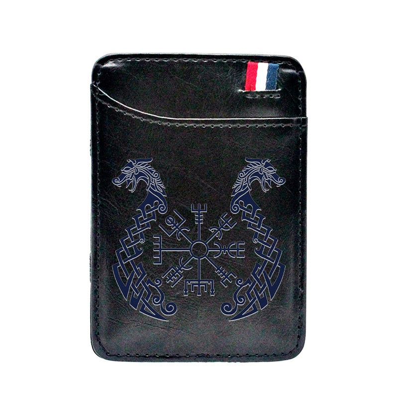 VIKING WALLET WITH DRAKKAR SYMBOL AND VEGVISIR PRINTS