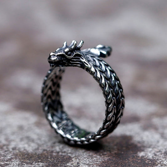 VIKING RING - TWISTED JORMUNGANDR DRAGON