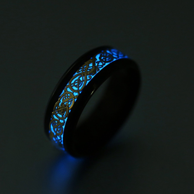 CELTIC DRAGON TUNGSTEN INLAY GLOWING RING