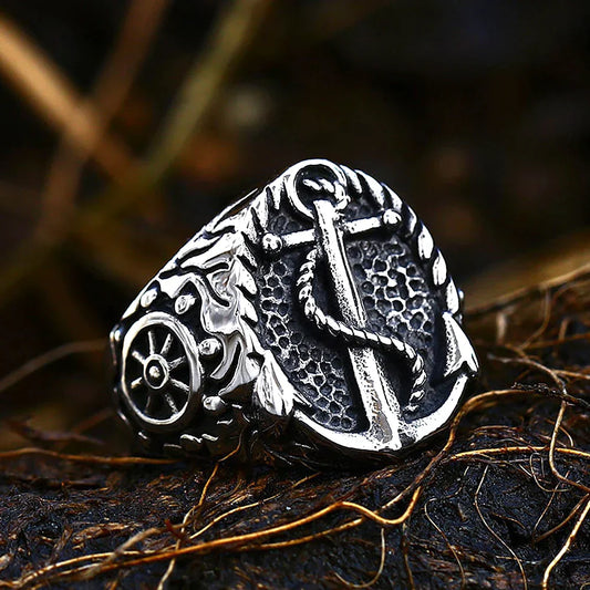 VIKING RING WITH NORDIC ANCHOR