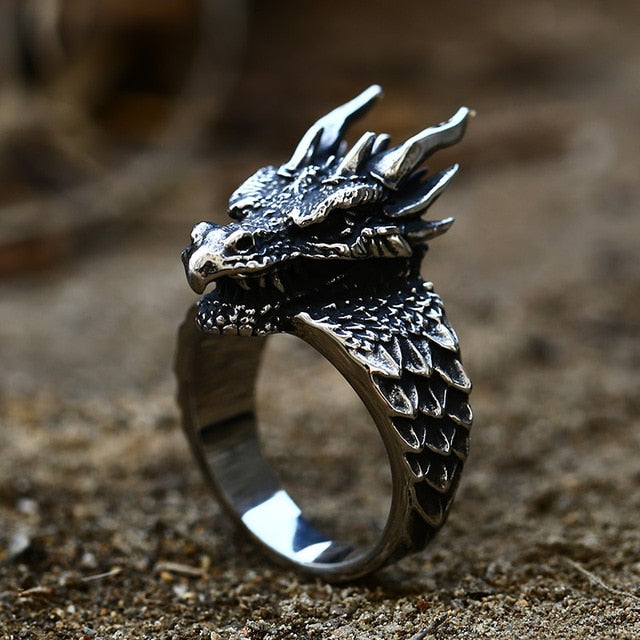 VIKING RING - JORMUNGANDR DRAGON HEAD