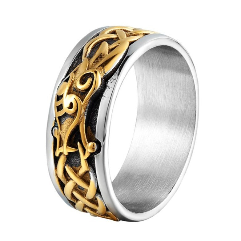 VIKING RING - JORMUNGANDR WITH CELTIC KNOT