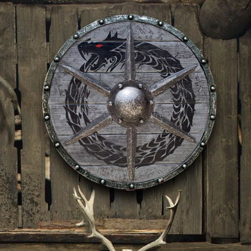 JORMUNGANDR VIKING BATTLE SHIELD - ROUND MEDIEVAL WALL DECORATION