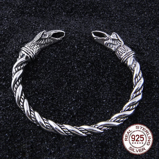 VIKING CUFF - ODIN'S RAVENS STERLING SILVER