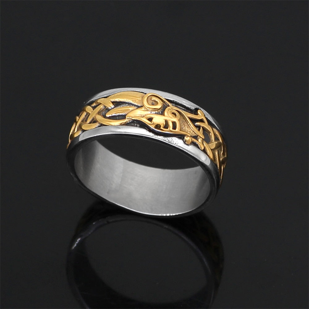 VIKING RING - JORMUNGANDR WITH CELTIC KNOT