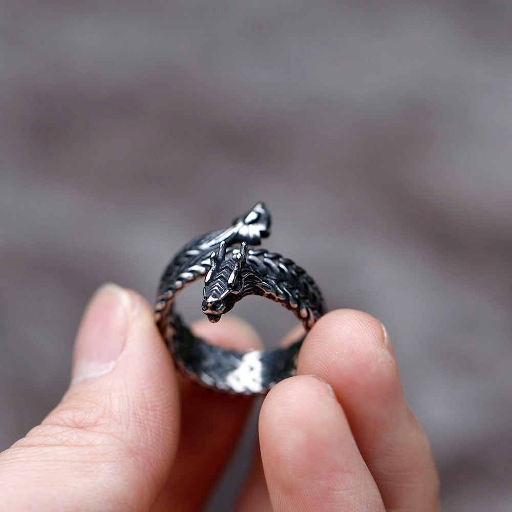 VIKING RING - TWISTED JORMUNGANDR DRAGON