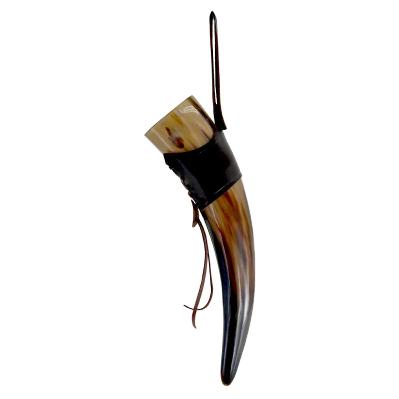 VIKING DRINKING HORN WITH LEATHER HOLDER 0.6L