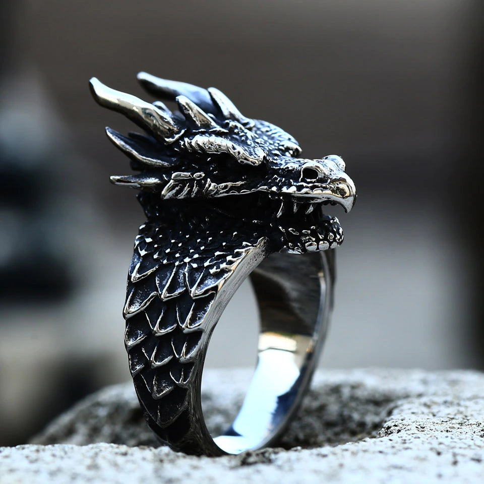 VIKING RING - JORMUNGANDR DRAGON HEAD