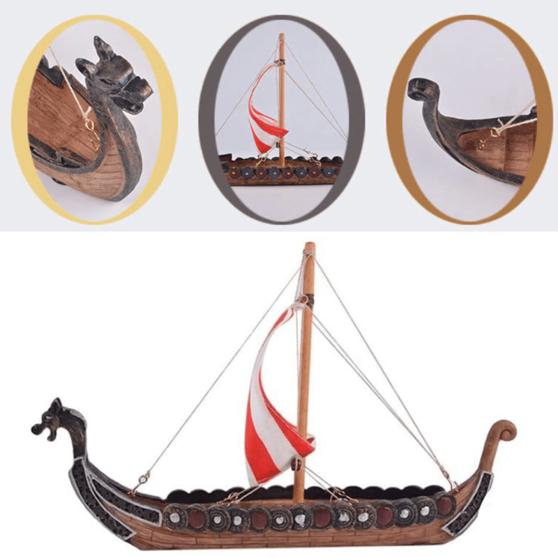 Drakkar Viking Longship Model with Mast and Sail