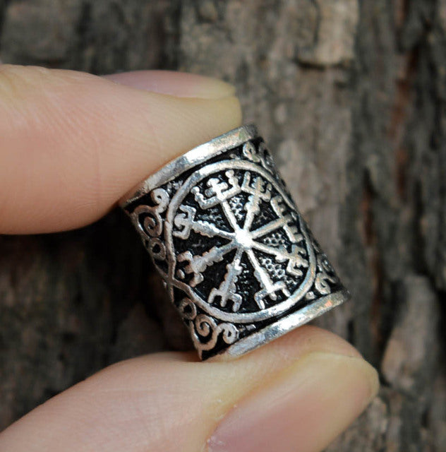 VIKING BEARD BEAD WITH VEGVISIR SYMBOL