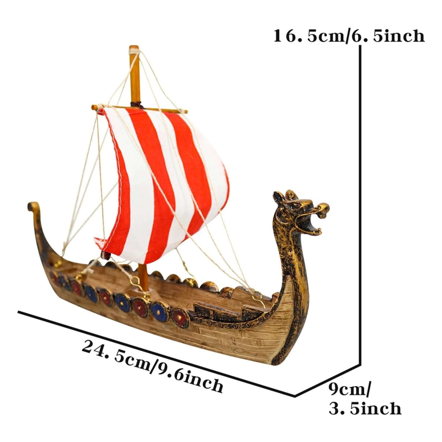 Drakkar Viking Longship Model with Mast and Sail