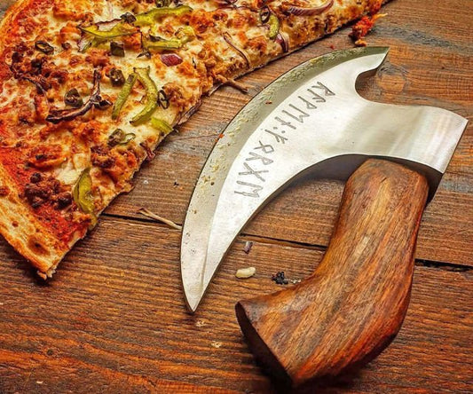 HAND-FORGED VIKING PIZZA BATTLE AXE