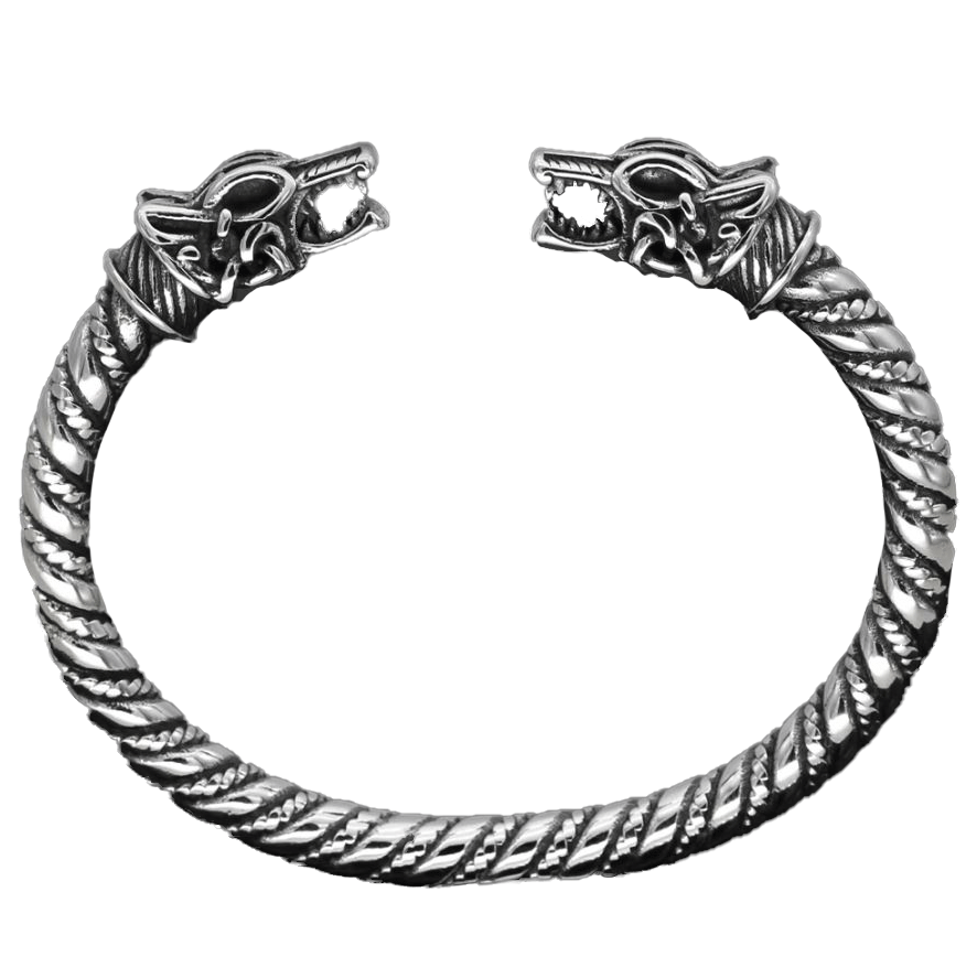 TWISTED WOLF'S HEAD VIKING ARM RING