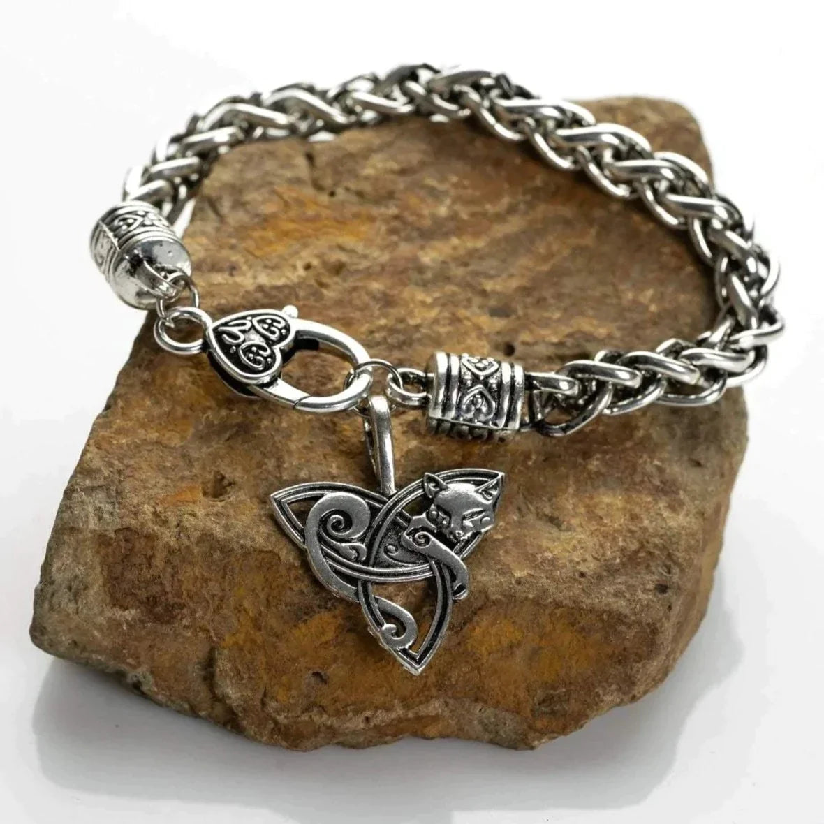 VIKING TRINITY BRACELET WITH FREYA'S CAT INTERWOVEN