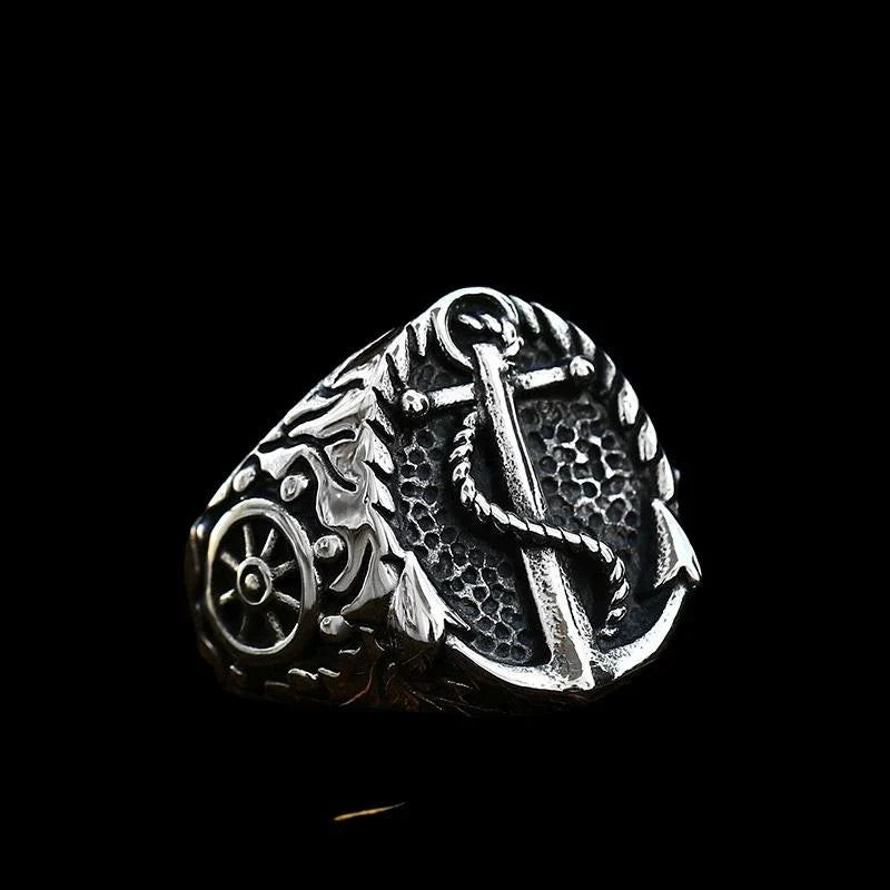 VIKING RING WITH NORDIC ANCHOR