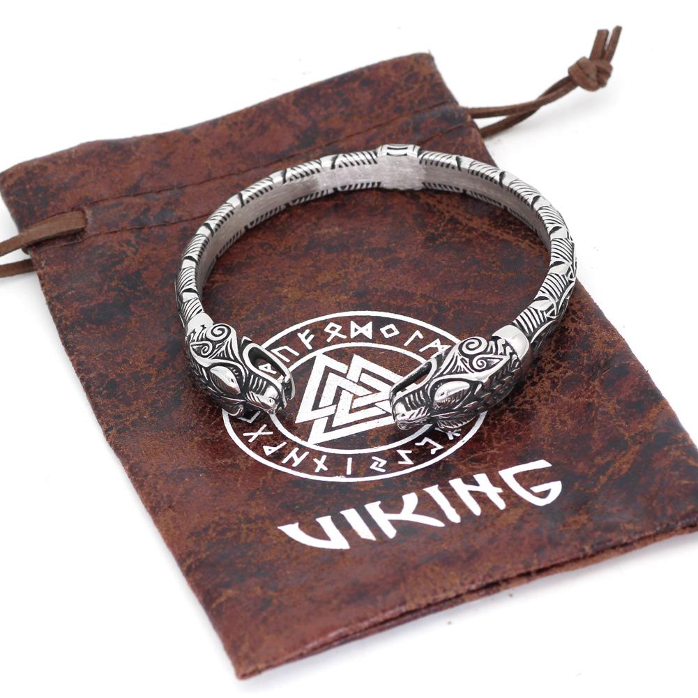 WOLF'S HEAD VIKING ARM RING