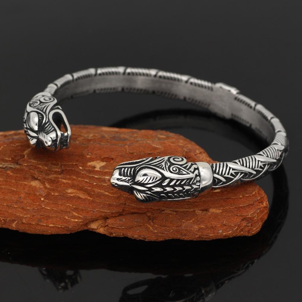 WOLF'S HEAD VIKING ARM RING