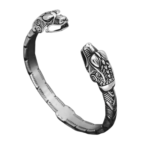 WOLF'S HEAD VIKING ARM RING