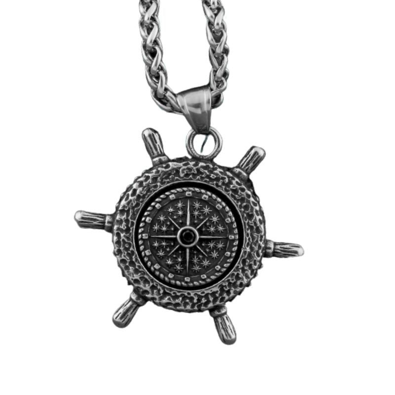 VIKING NECKLACE WITH NORDIC OAR AND COMPASS PENDANT