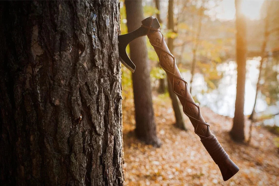 ROLLO VIKING BATTLE AXE WITH NORDIC RUNES