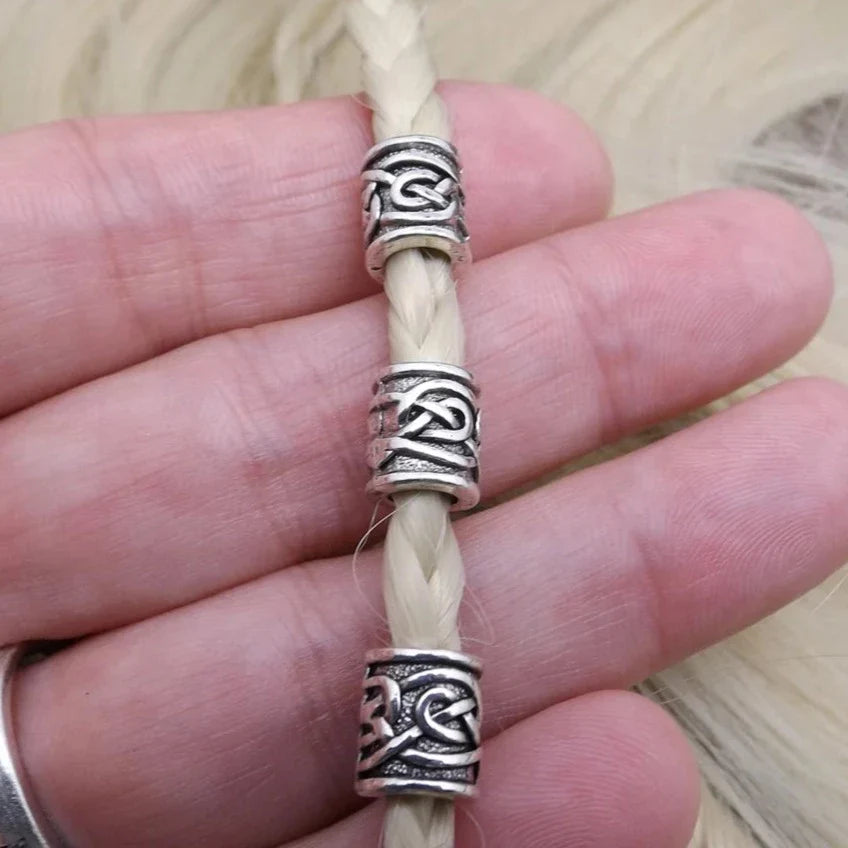 3 Pieces Viking Beard Bead with Norse Knot Pattern