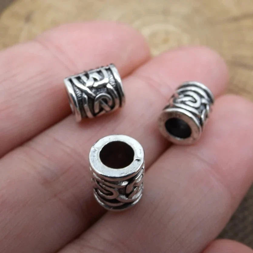 3 Pieces Viking Beard Bead with Norse Knot Pattern