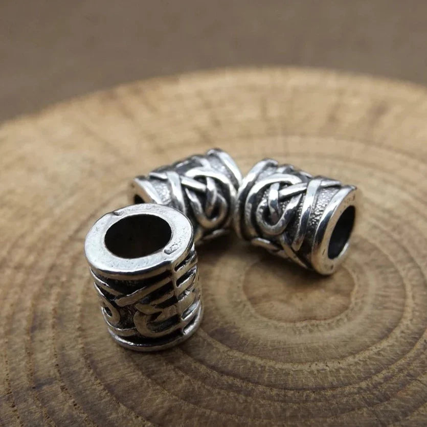 3 Pieces Viking Beard Bead with Norse Knot Pattern