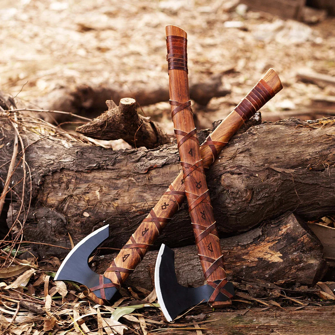 ROLLO VIKING BATTLE AXE WITH NORDIC RUNES