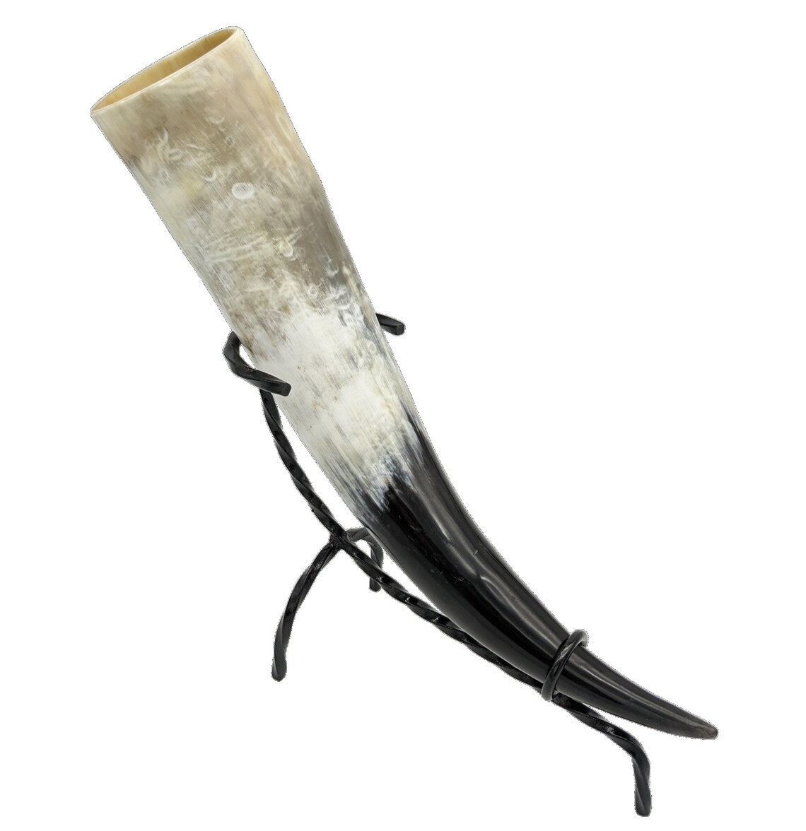 Viking Drinking Horn with Iron Stand