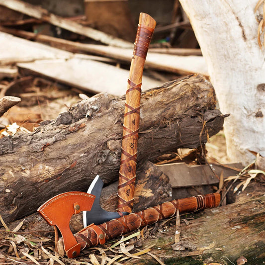 ROLLO VIKING BATTLE AXE WITH NORDIC RUNES