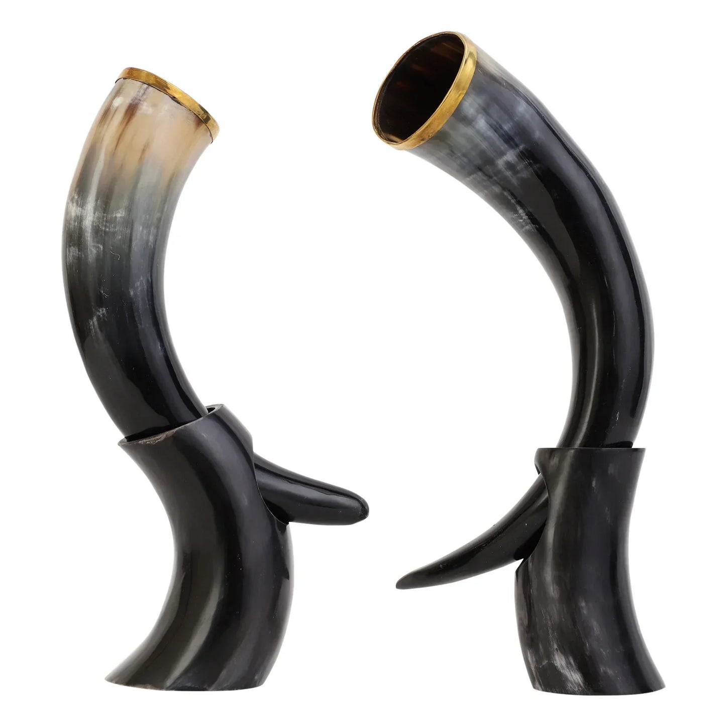 HIGH-QUALITY HANDCRAFTED VIKING DRINKING HORN WITH STAND