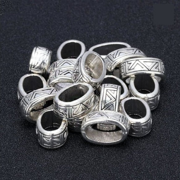 SILVER VIKING BEADS - 6 PIECES