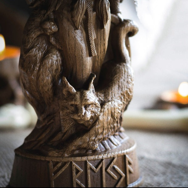 Freyja Norse Goddess, Wooden Carving Sculpture