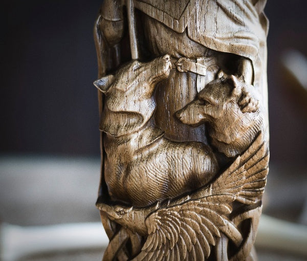 ODIN THE ALLFATHER HANDCRAFTED WOODEN SCULPTURE