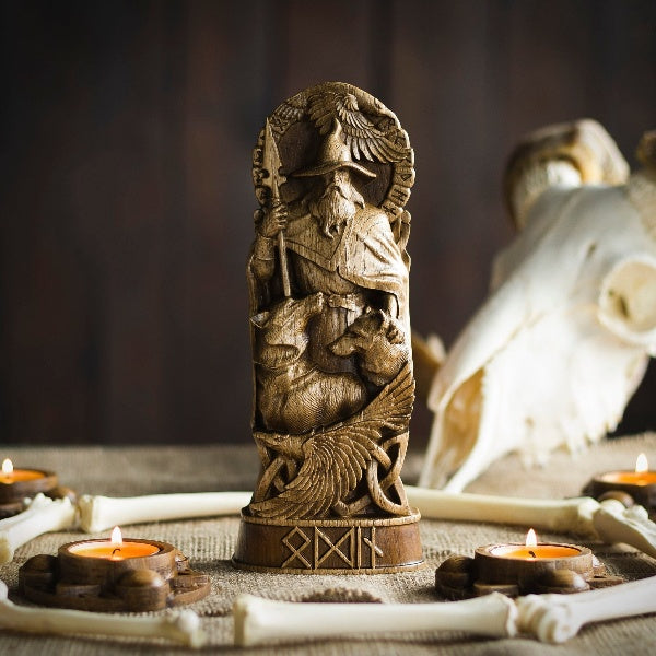 ODIN THE ALLFATHER HANDCRAFTED WOODEN SCULPTURE