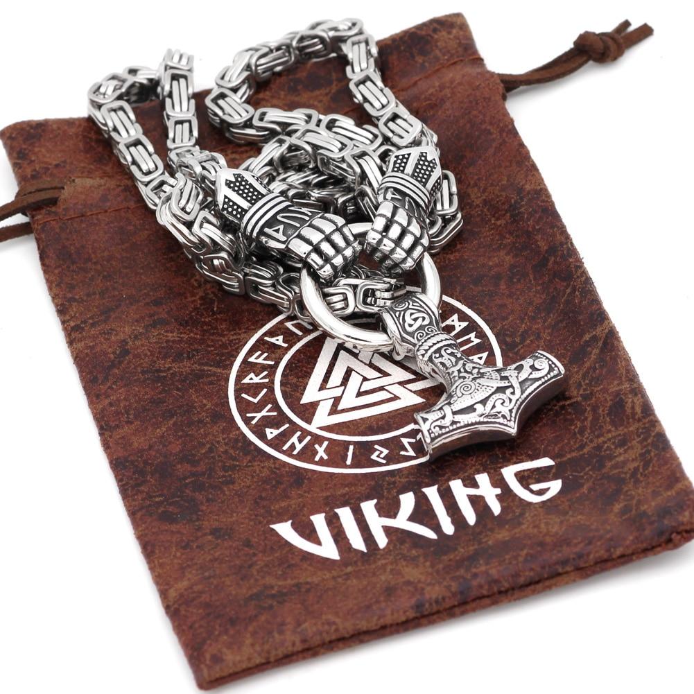 KING CHAIN WITH BERSEKER HOLDING MJOLNIR PENDANT