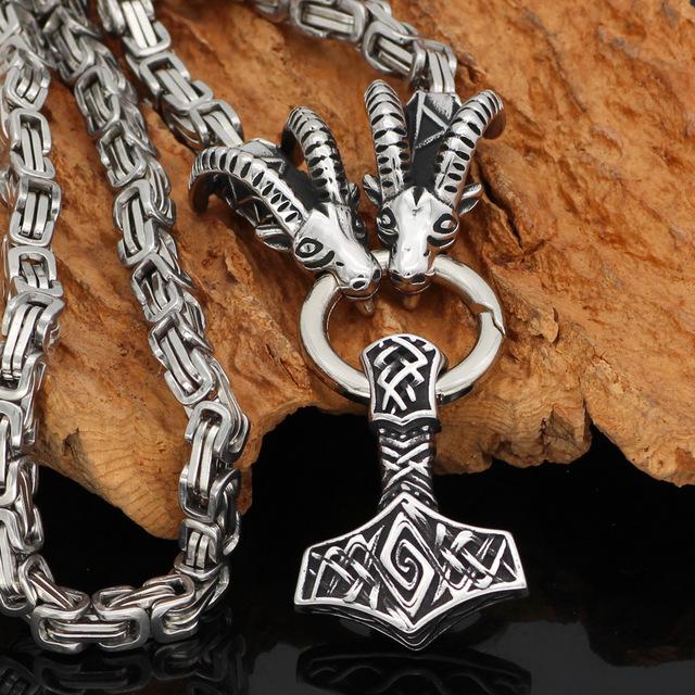 KING CHAIN WITH THOR'S GOATS & MJOLNIR PENDANT