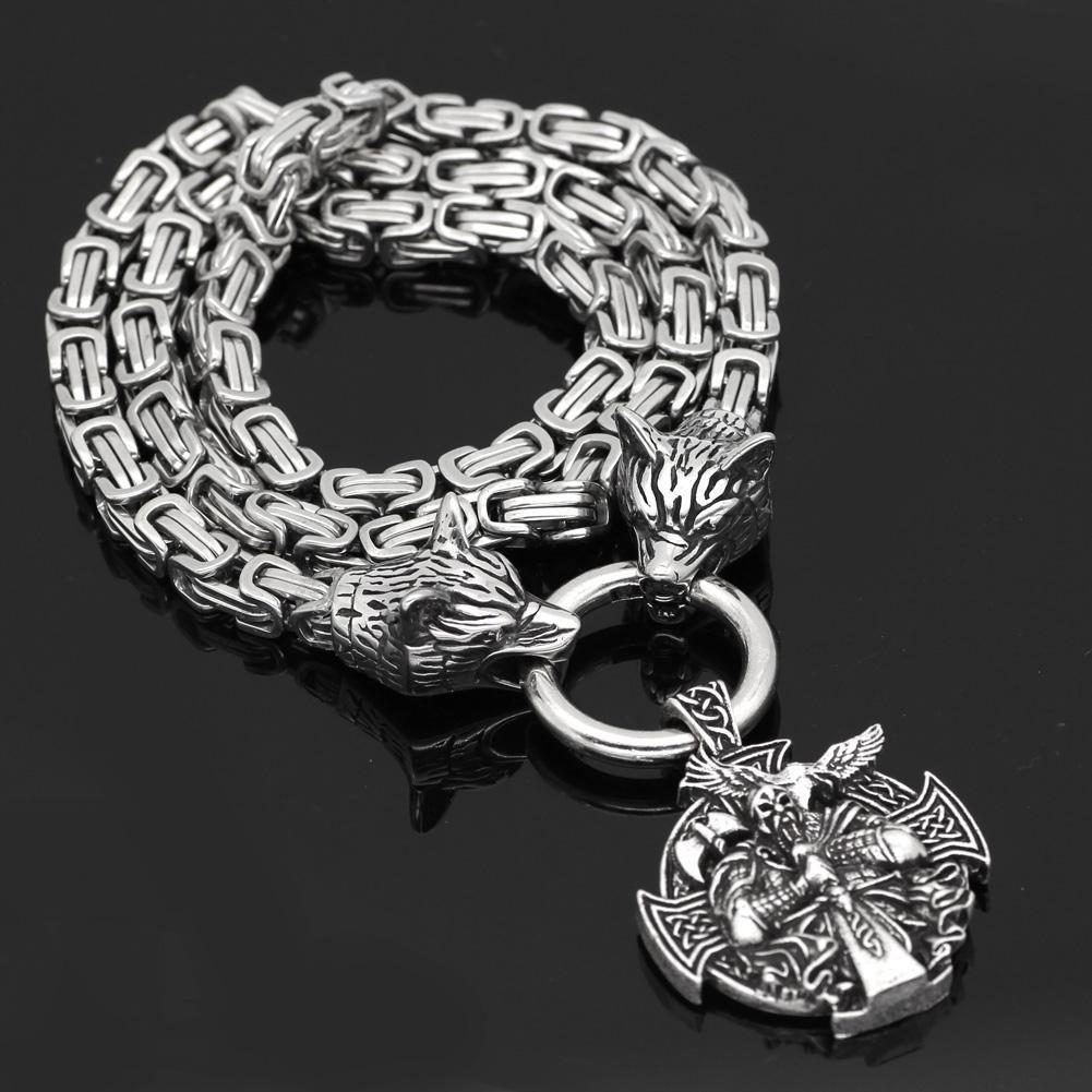 KING'S CHAIN WITH WOLF HEADS AND BERSERKER PENDANT