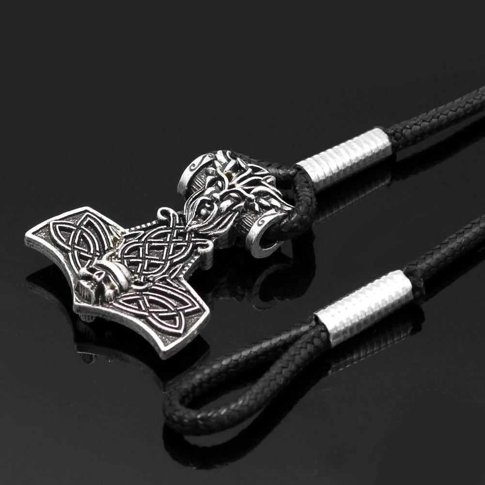 VIKING LEATHER BRACELET WITH MJÖLNIR