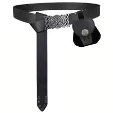 VIKING BELT &amp; VEGVISIR COIN POUCH SET – FAUX LEATHER WITH KNOT PATTERN