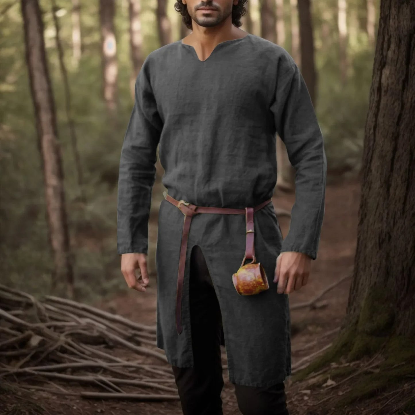 VIKING ROBE TUNIC - LONG LINEN SHIRT