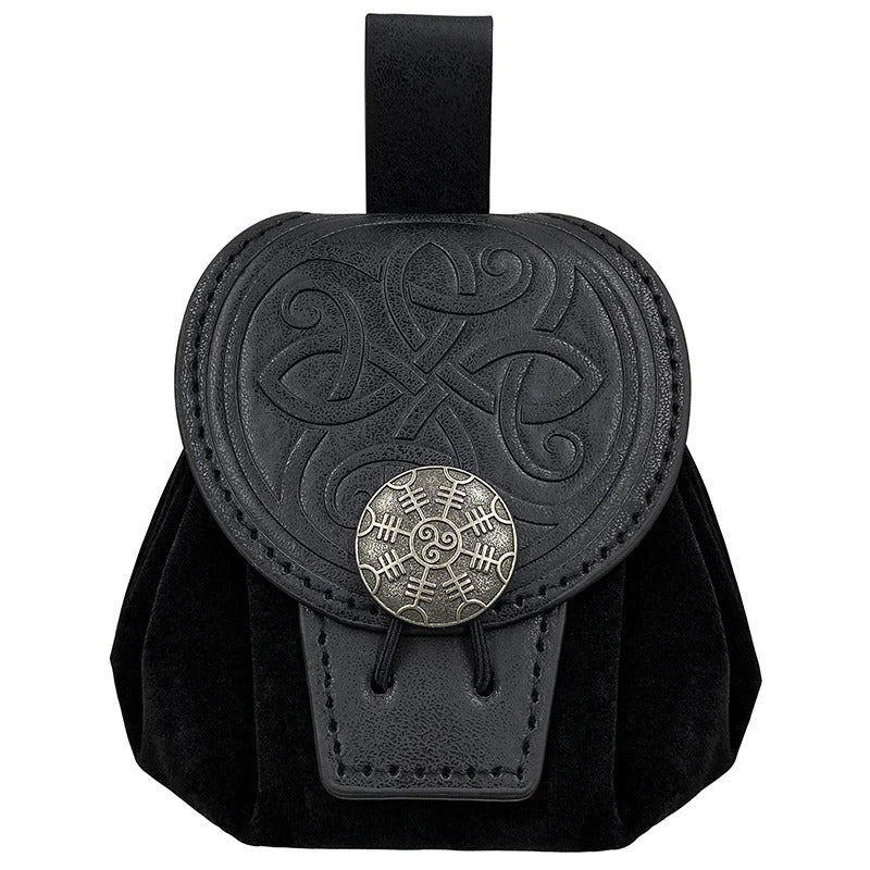 VIKING BELT POUCH – ÆGISHJÁLMR MEDALLION & EMBOSSED PATTERN