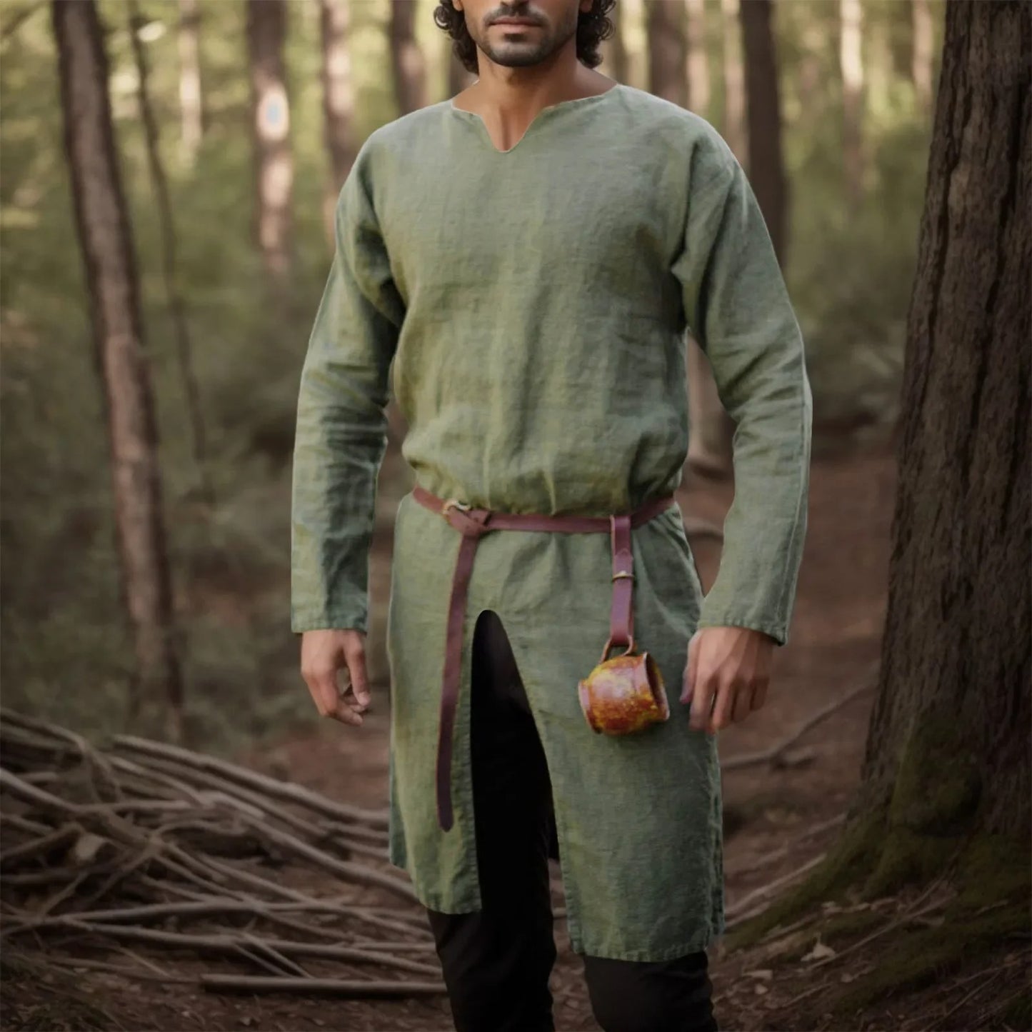 VIKING ROBE TUNIC - LONG LINEN SHIRT