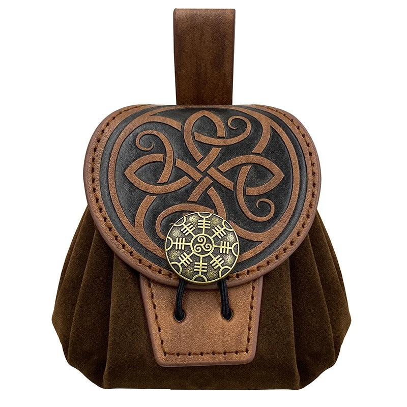 VIKING BELT POUCH – ÆGISHJÁLMR MEDALLION & EMBOSSED PATTERN