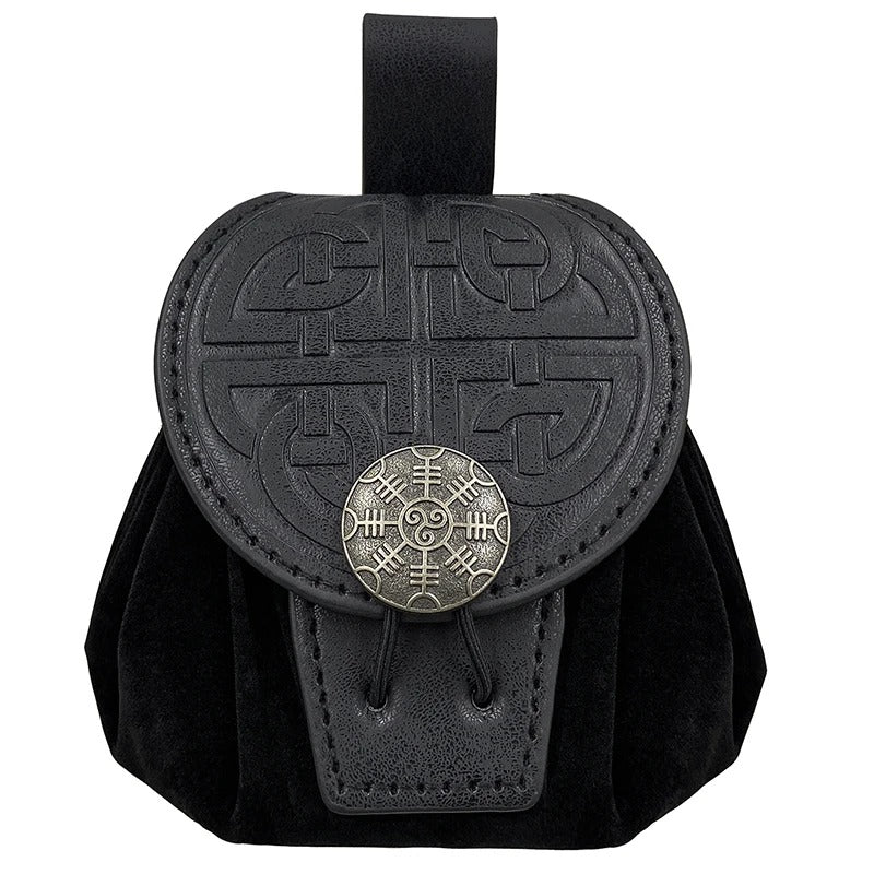 VIKING BELT POUCH – ÆGISHJÁLMR MEDALLION & EMBOSSED PATTERN