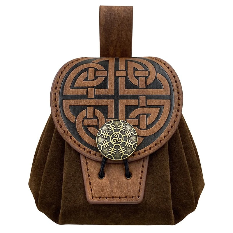 VIKING BELT POUCH – ÆGISHJÁLMR MEDALLION & EMBOSSED PATTERN