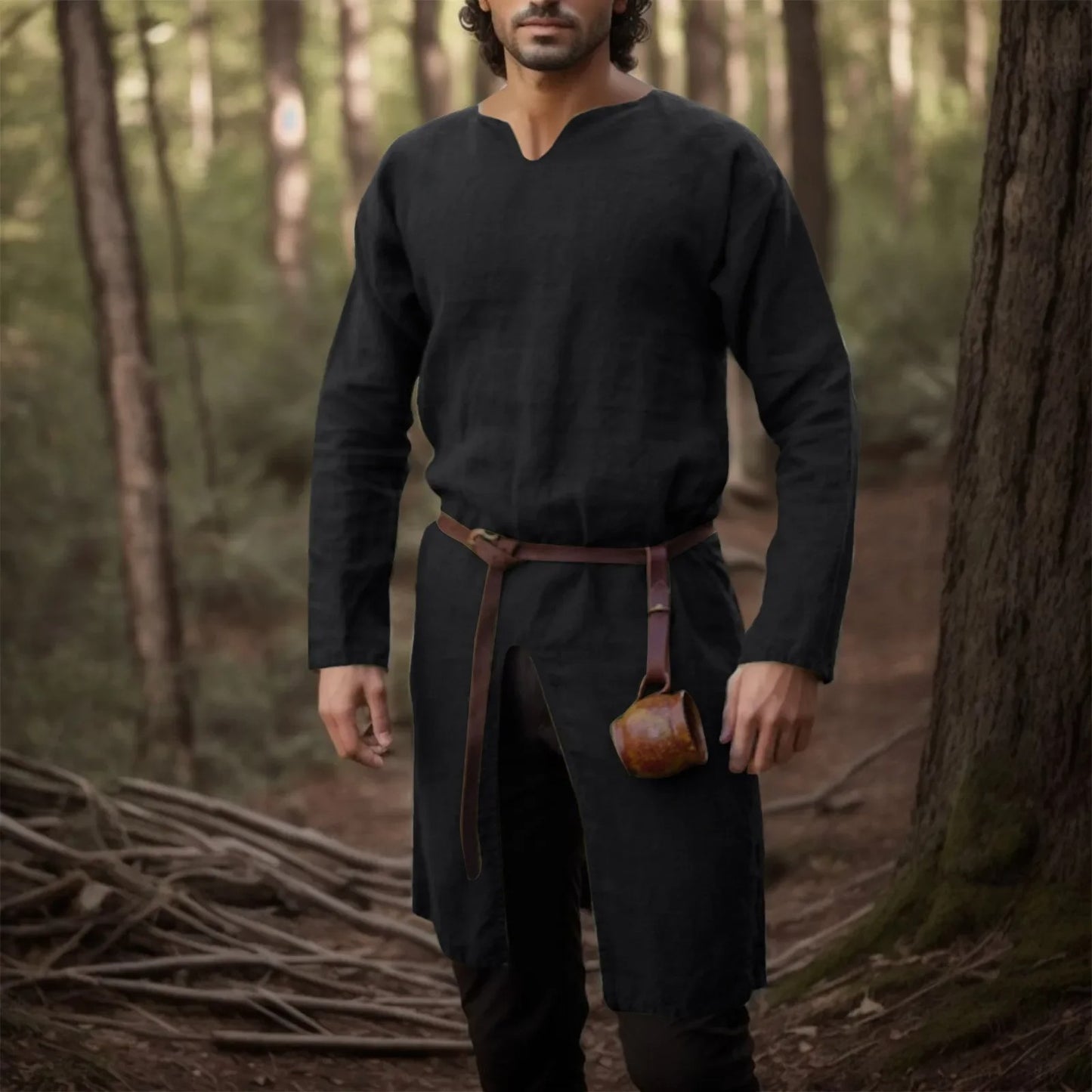 VIKING ROBE TUNIC - LONG LINEN SHIRT